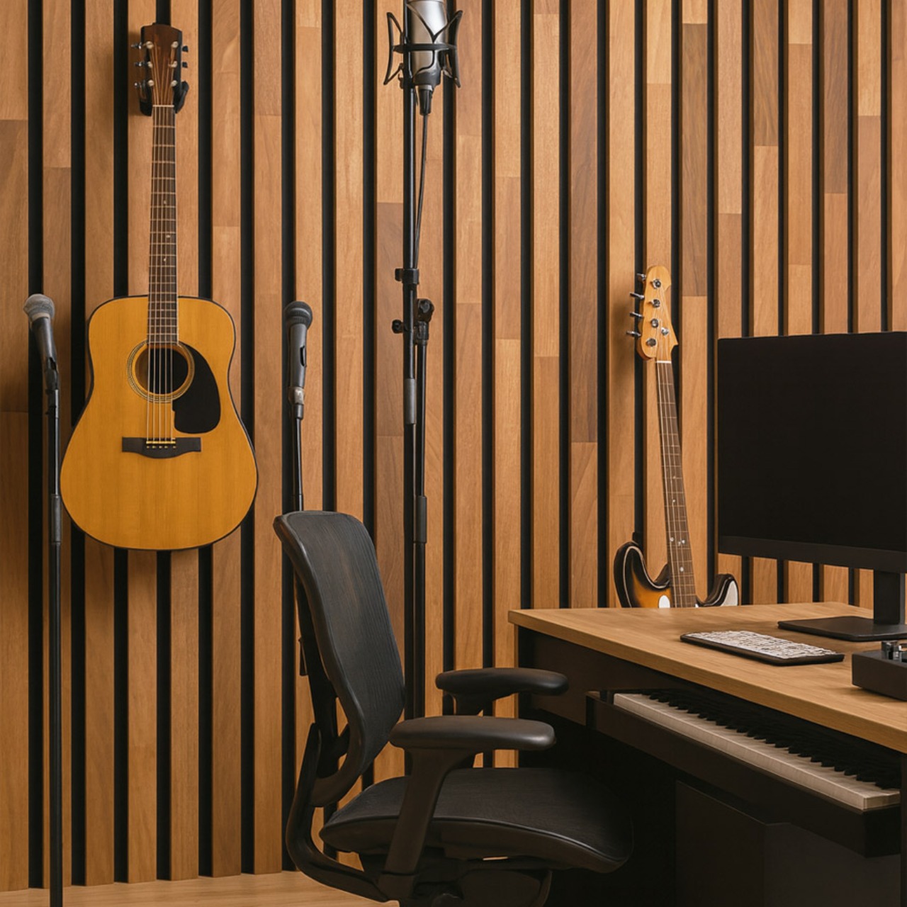 Painel Ripado Madeira - Natural Walnut